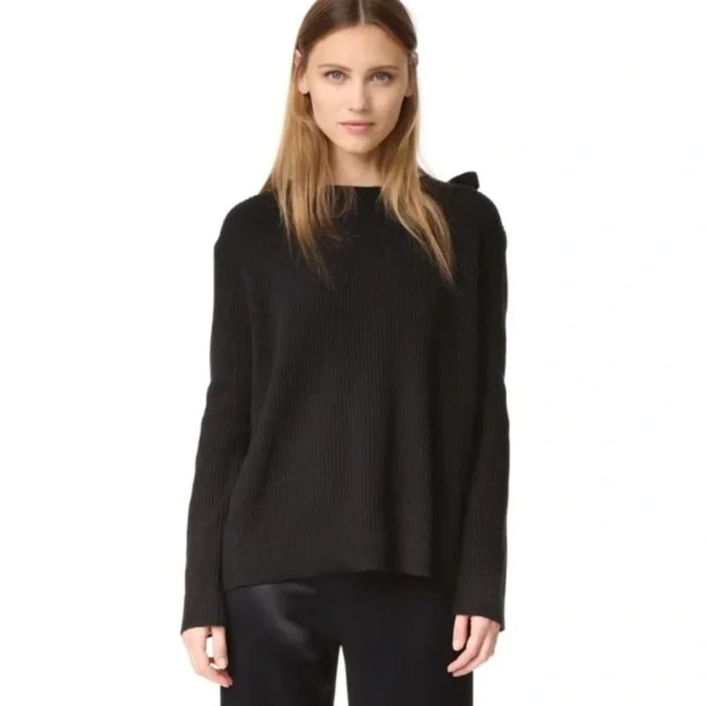 Vince Black Cashmere Blend Crossover Tie Back Sweater SZ XS